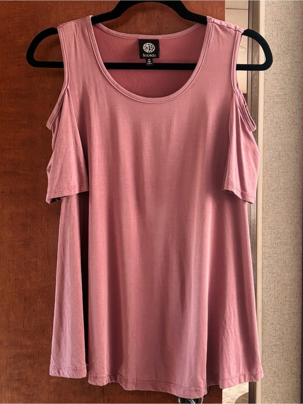 bobeau Rose Cold-Shoulder Swing Blouse